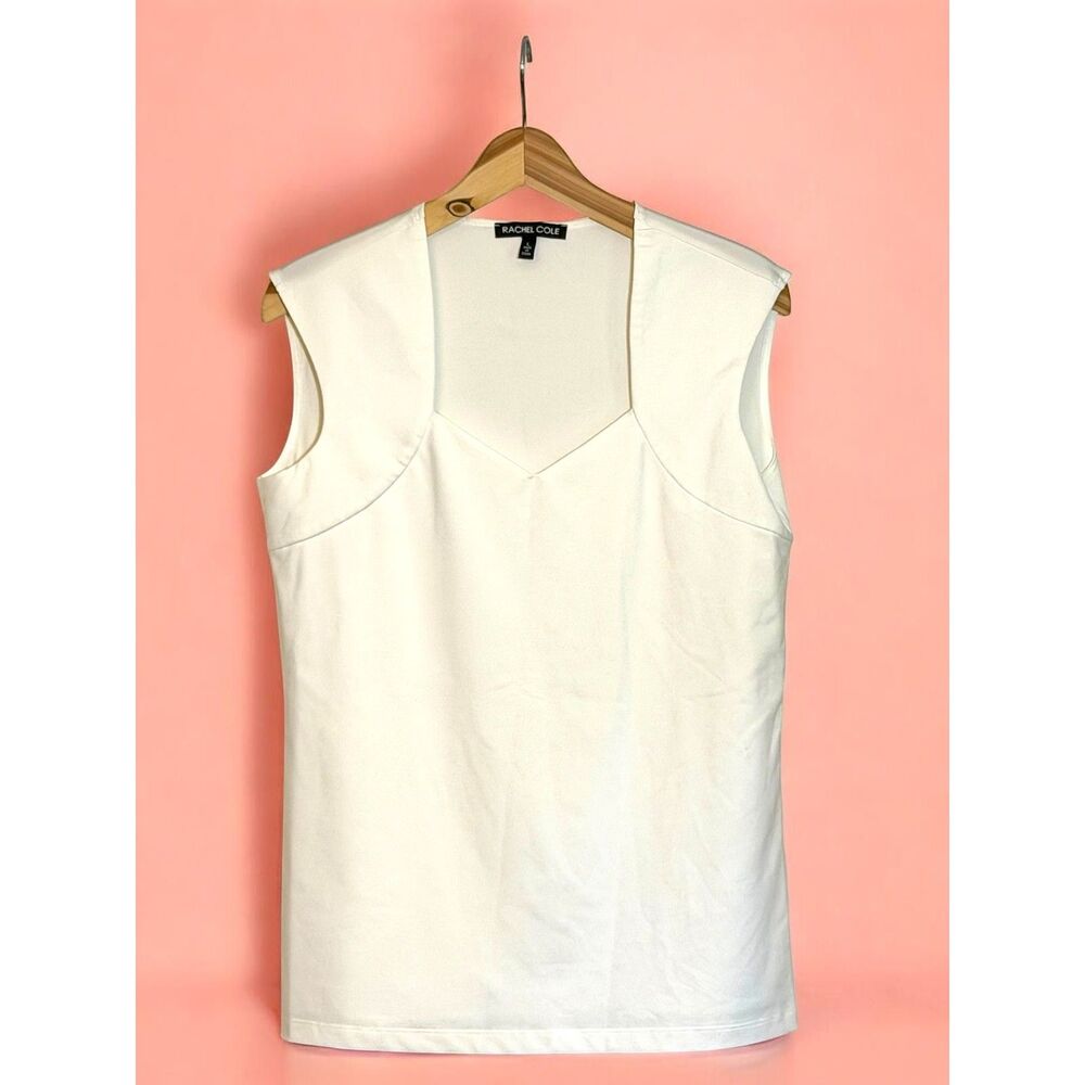 RACHEL COLE Women’s Cream Sleeveless Sweetheart Neckline Top Sz L